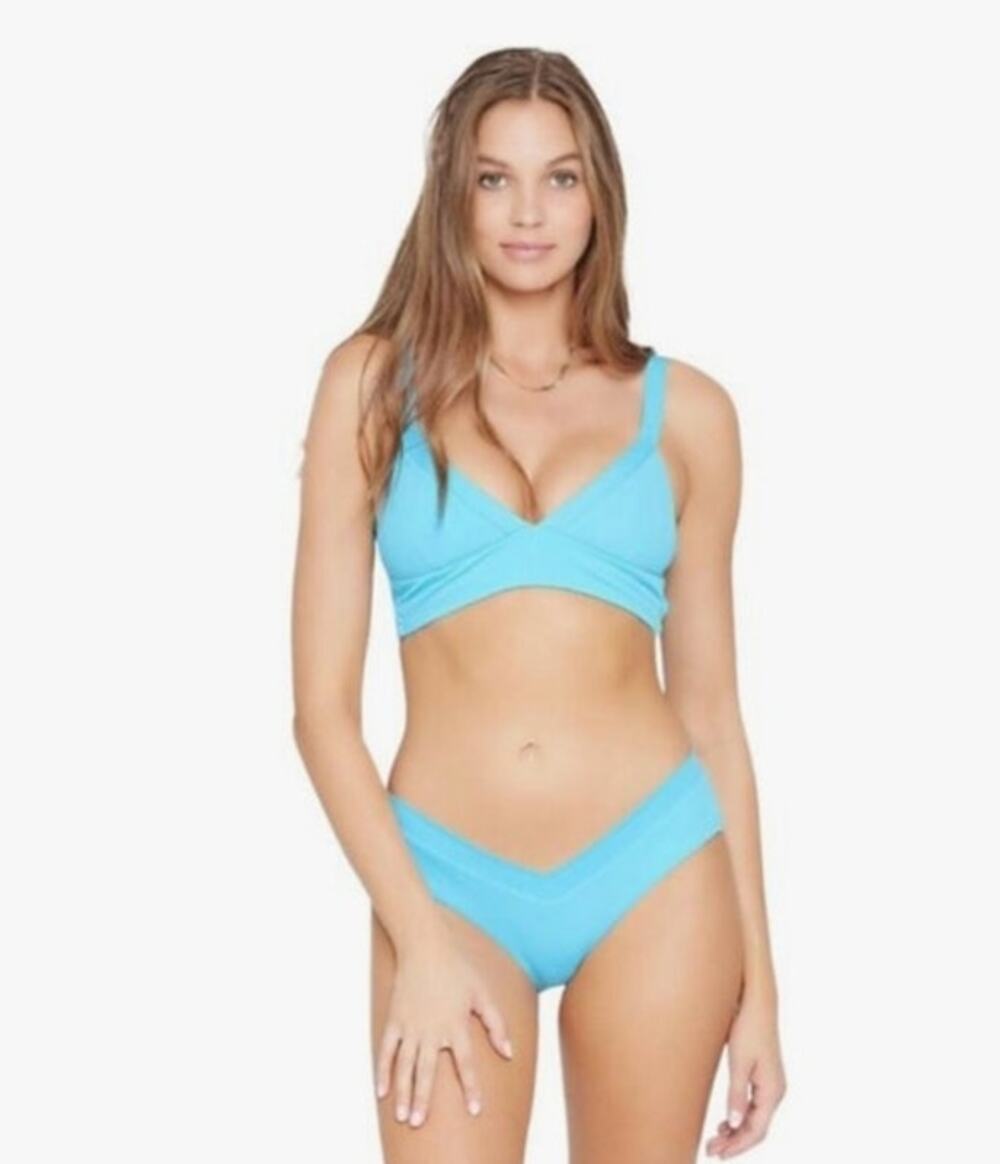 L*Space Pratt Bikini Bottom in Aqua Blue Size XS NWT